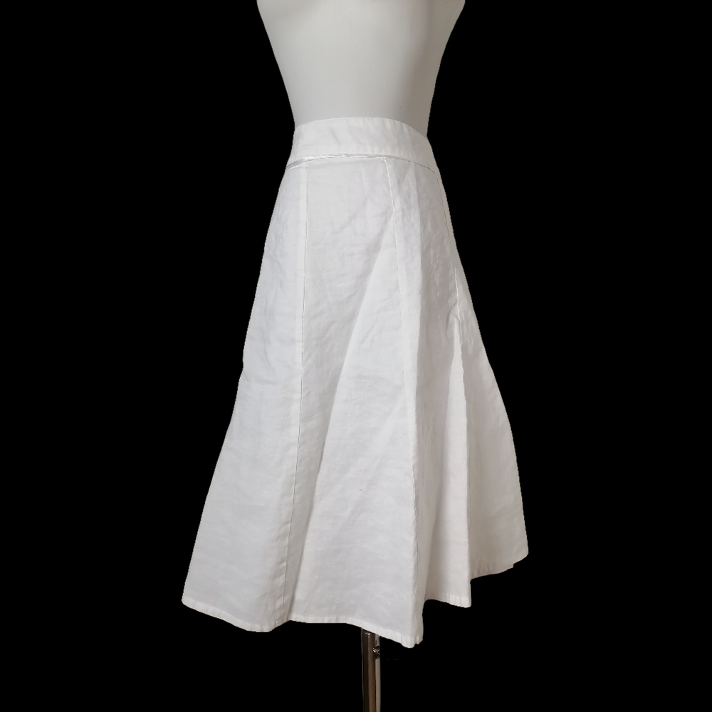 sz: 34W / 24L, vintage white linen skirt by H&M